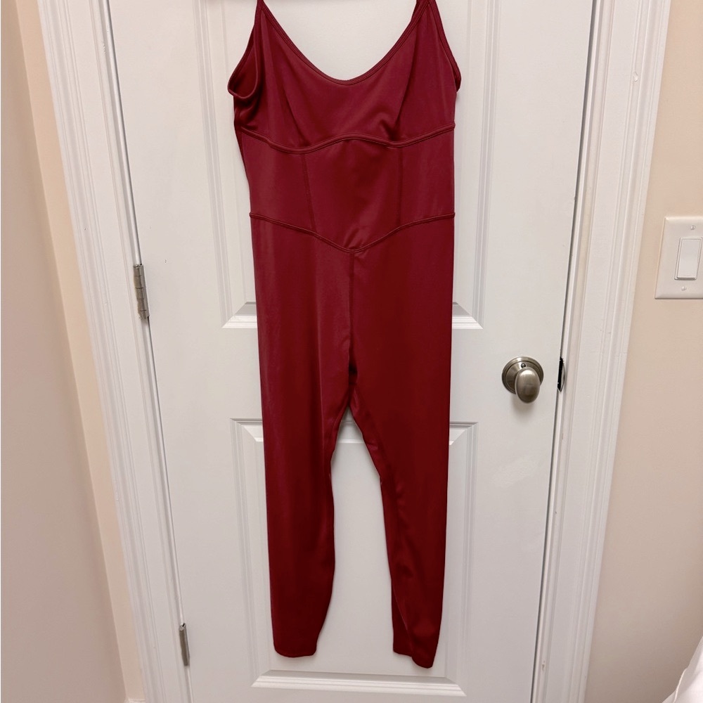 Red Spaghetti Strap athletic jumpsuit